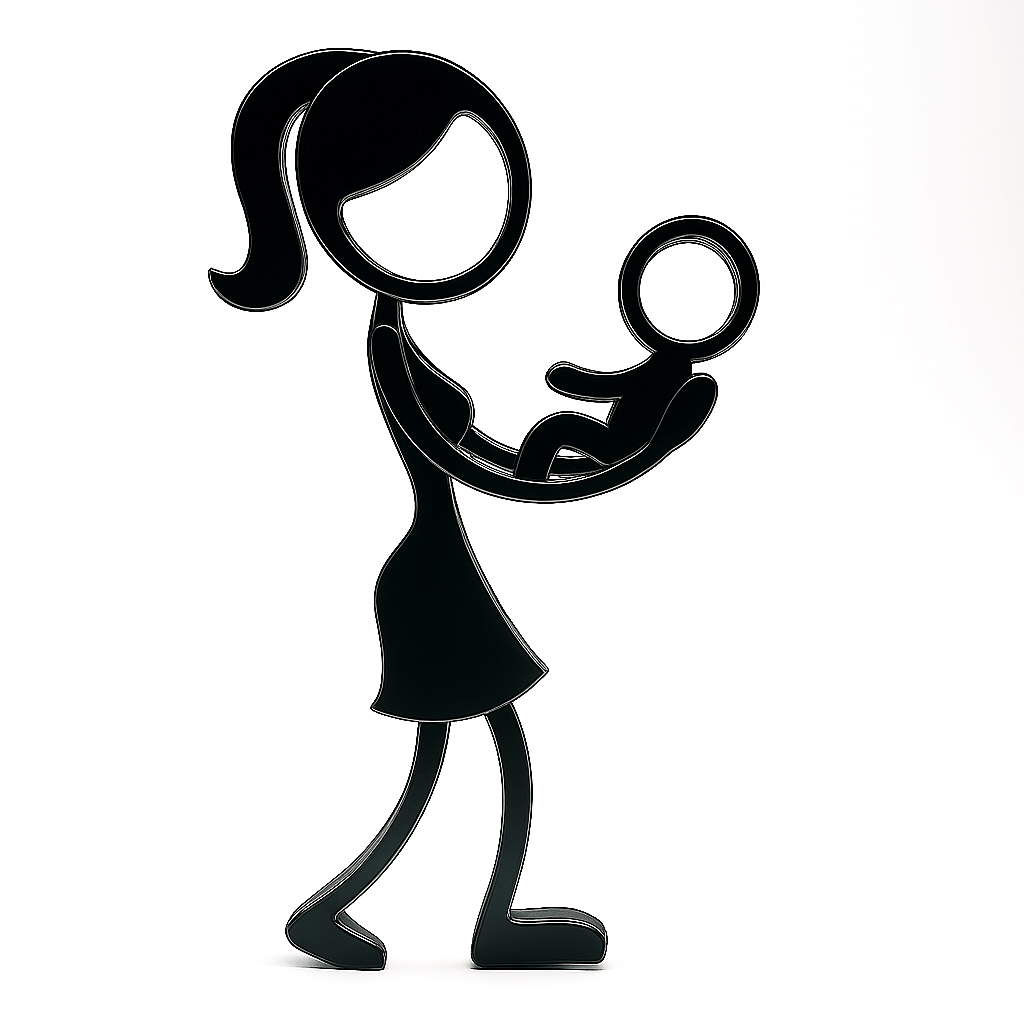 Stickyman Moeder met Baby - 3dbende