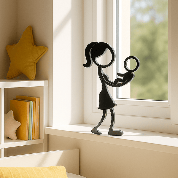 Stickyman Moeder met Baby - 3dbende