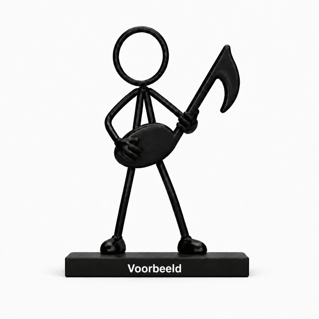 Stickyman Muziek zwart met 2 cm hoog voetstuk en witte voorbeeldtekst
