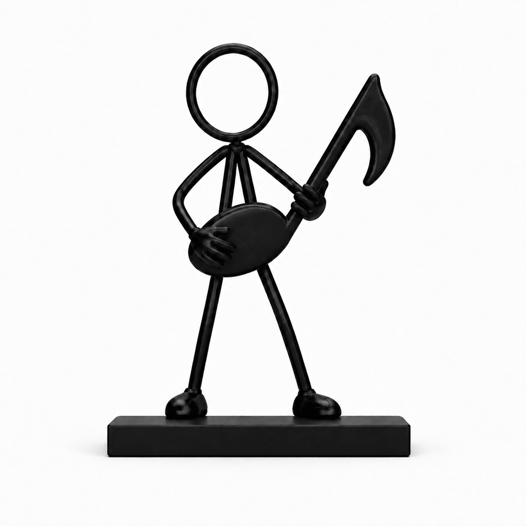 Stickyman Muziek zwart met rechthoekig voetstuk van 2 cm hoog