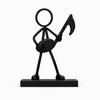 Stickyman Muziek zwart met rechthoekig voetstuk van 2 cm hoog
