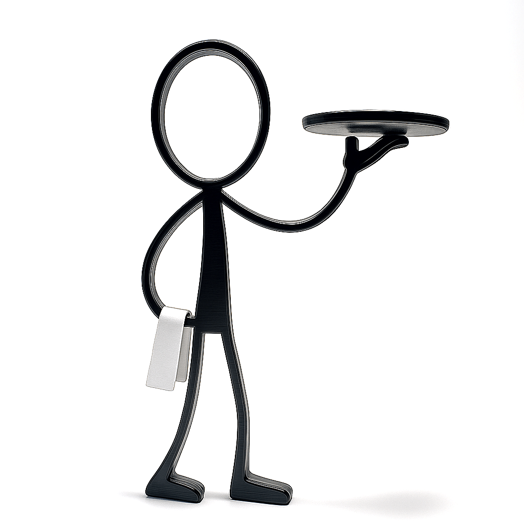 Stickyman Ober – Serveert Stijl met Humor - 3dbende