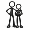 Zwarte Stickyman Pas Opa en Oma met baby op witte achtergrond