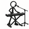 Stickyman pianist met keyboard en microfoon op standaard – zwart, zonder voetstuk