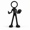 Zwarte Stickyman psychiater met stethoscoop en brein