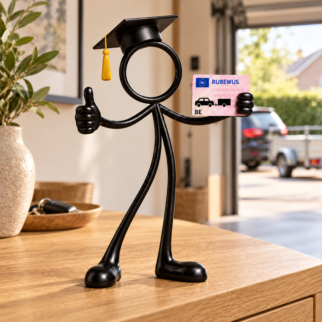 Stickyman met aanhangerrijbewijs in passende sfeer