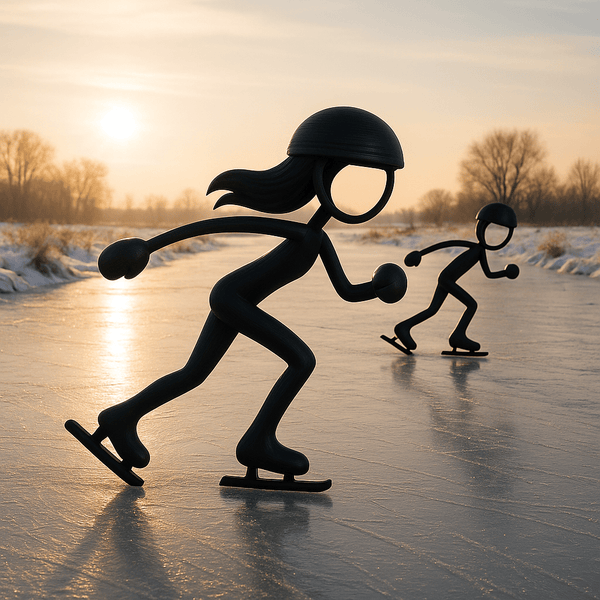 Stickyman Schaatsers Set – Man & Vrouw - 3dbende