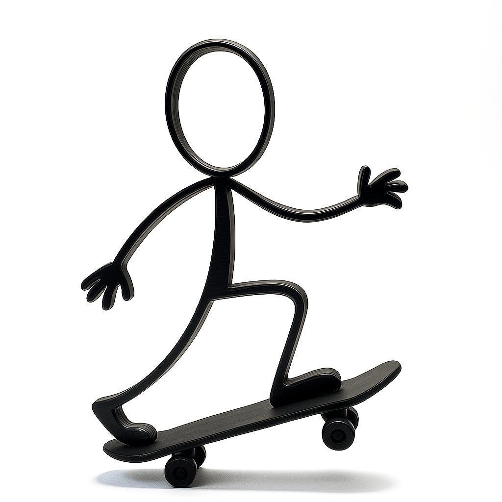 Stickyman Skateboarder Decoratie – Stickyman in Beweging - 3dbende
