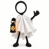 Stickyman Spook met witte doek en lantaarn op witte achtergrond