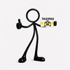 Stickyman taxi op witte achtergrond