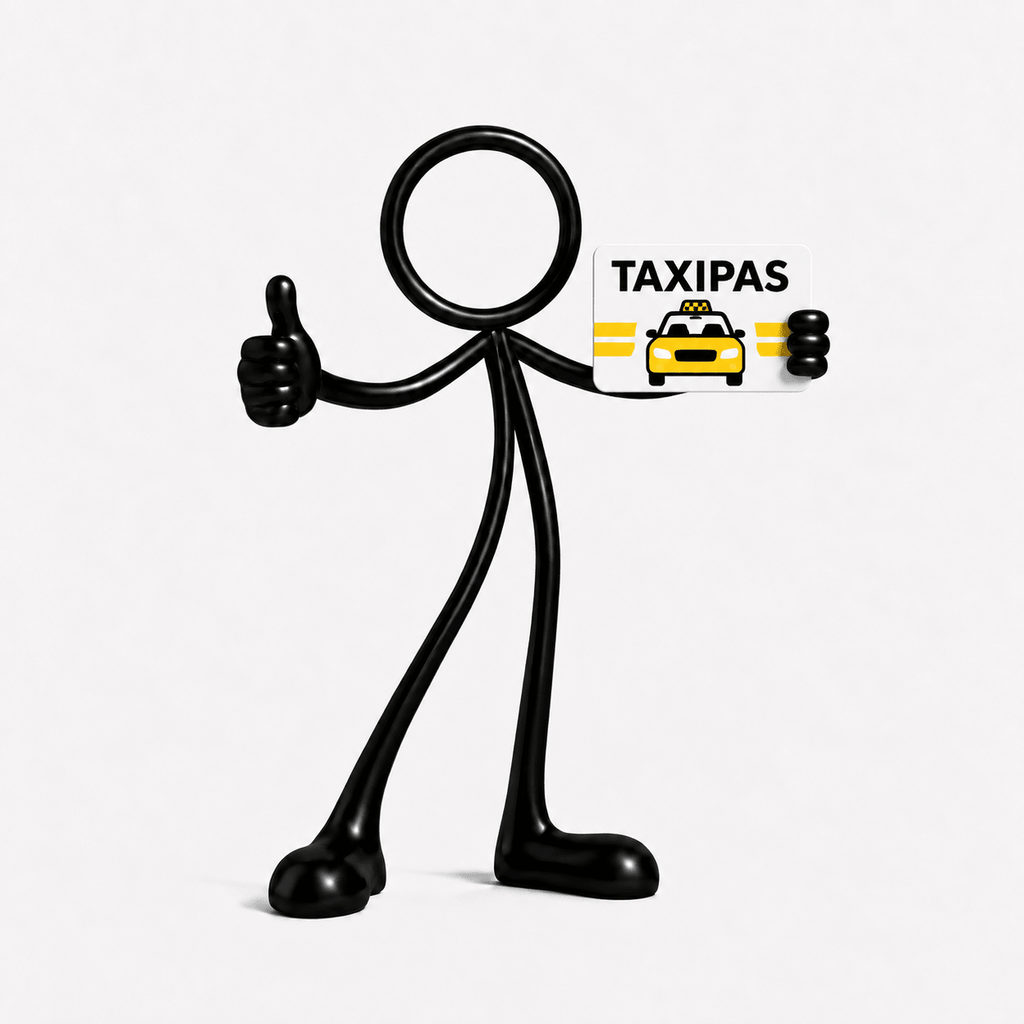 Stickyman taxi op witte achtergrond