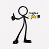 Stickyman taxi op witte achtergrond