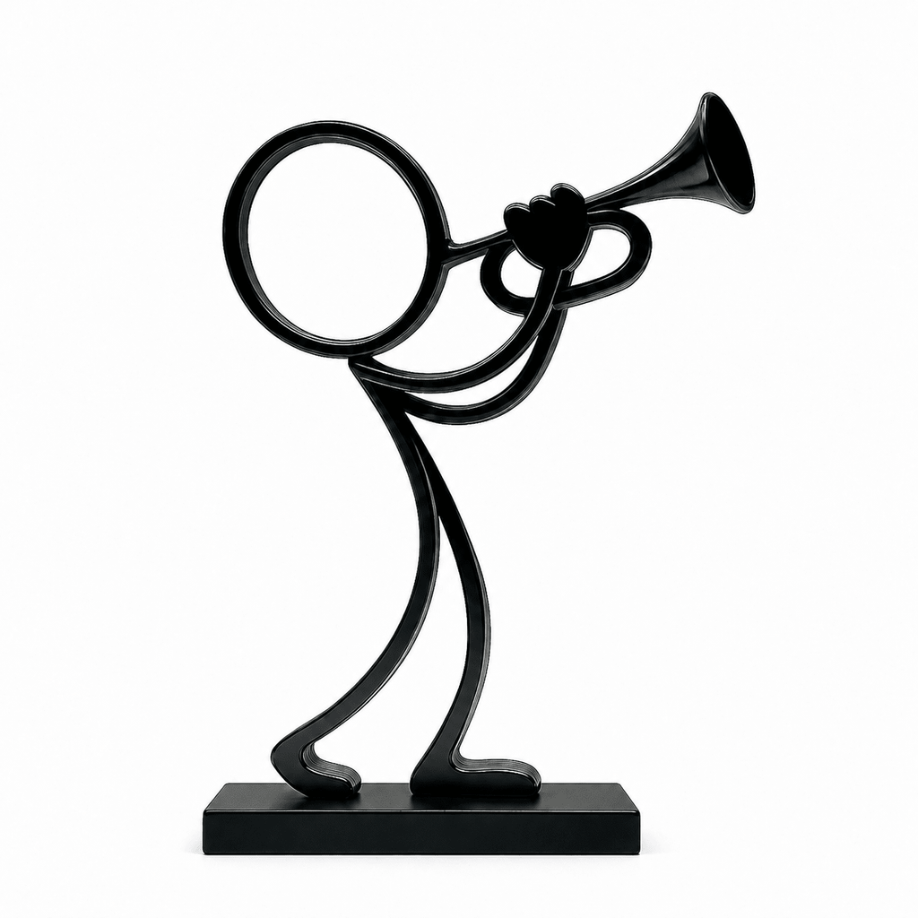 Stickyman Trompetspeler met rechthoekig voetstuk van 1 cm