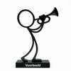 Stickyman Trompetspeler met 2 cm voetstuk en witte voorbeeldtekst