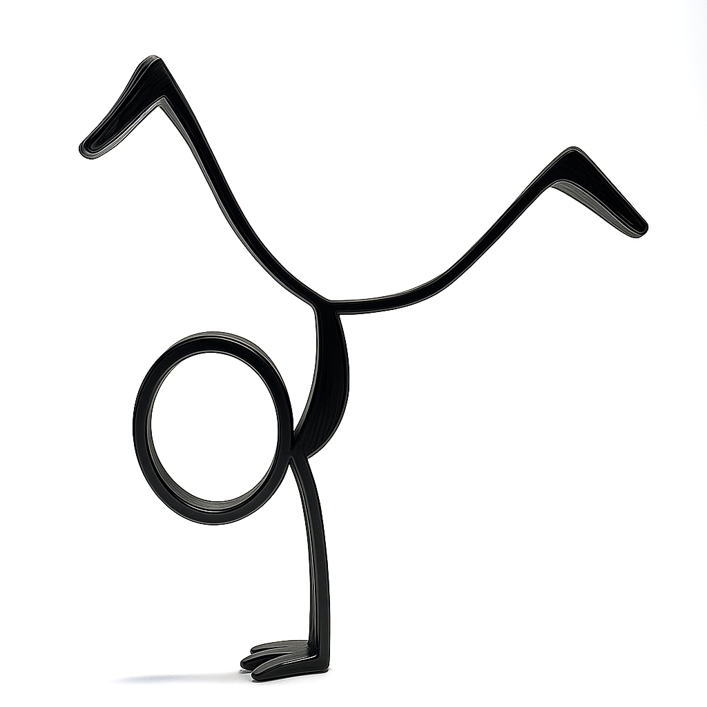 Stickyman Turner in handstand - 3dbende