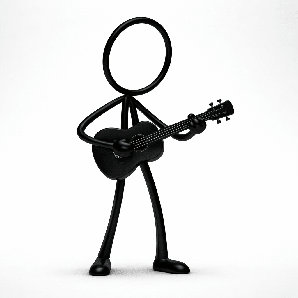 Stickyman Ukelele Decoratie – Muzikale Minimalistische 3D - Decoratie - 3dbende