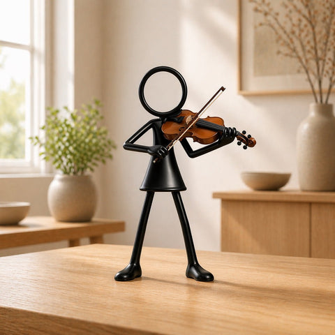 Stickyman vioolspeelster met viool in warm interieur