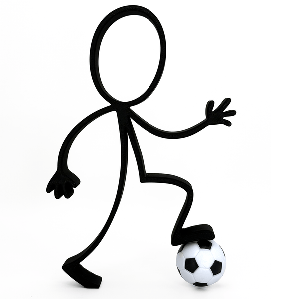 Stickyman Voetballer met voetbal op voetstuk - 3dbende