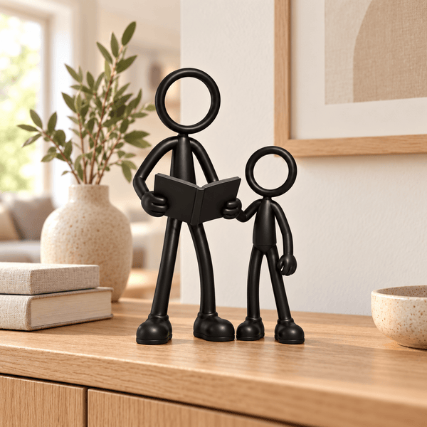 Stickyman Voorleesopa met kleinkind in een warm interieur