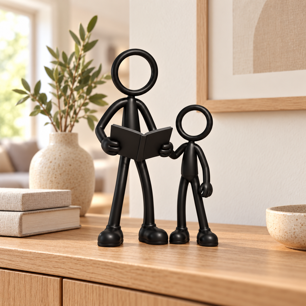 Stickyman Voorleesopa met kleinkind in een warm interieur