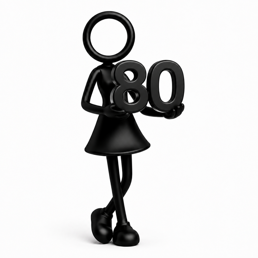 Stickyman vrouw met cijfer 80 – cadeau voor een 80-jarige vrouw