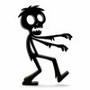 Zwarte Stickyman zombie Halloween decoratie op witte achtergrond