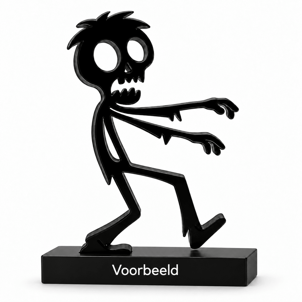 Stickyman Zombie met voetstuk van 2 cm en persoonlijke tekst Voorbeeld