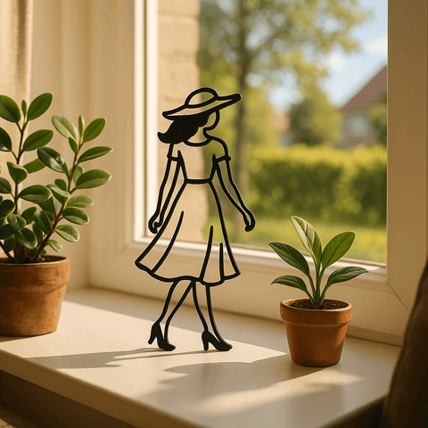 Stijlvolle silhouet van dame met hoed