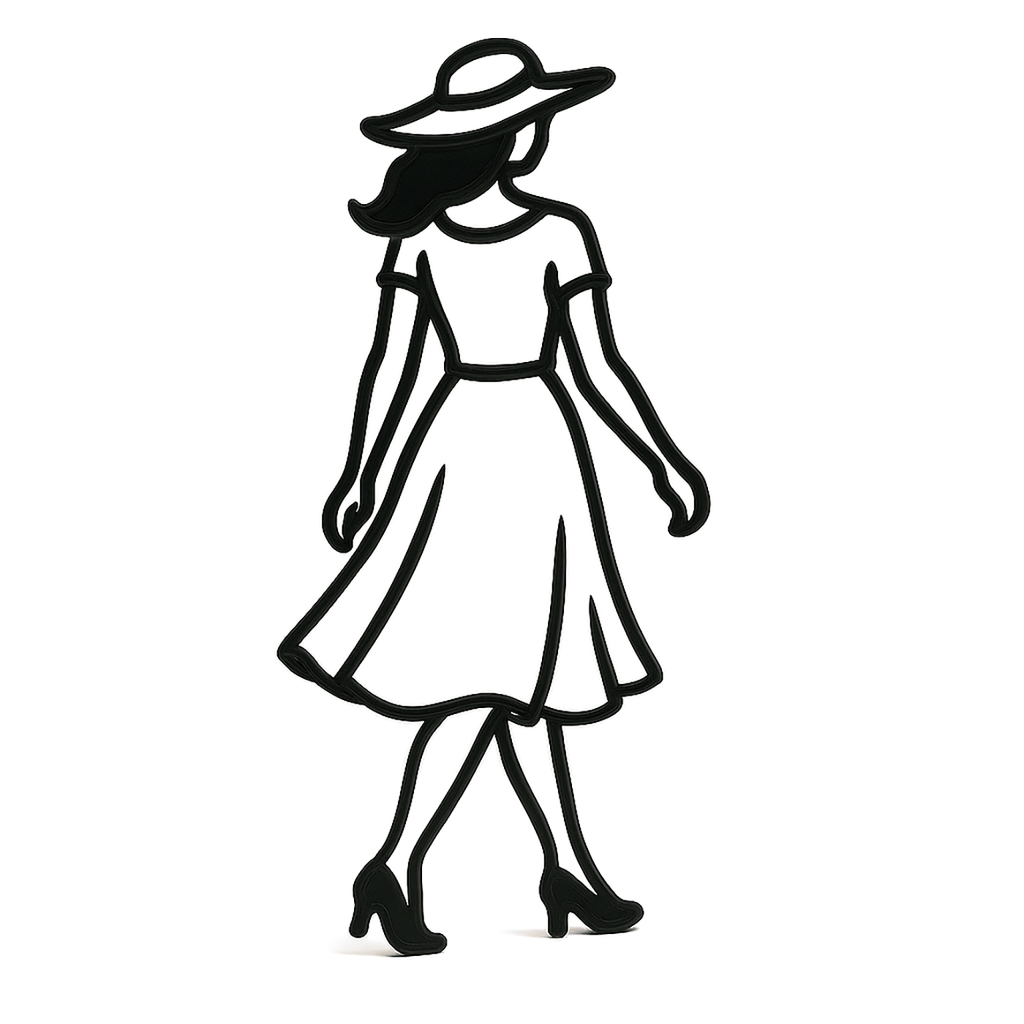 Stijlvolle silhouet van dame met hoed - 3dbende