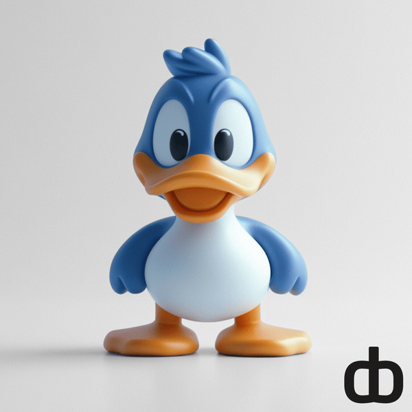 Vrolijke 3D - geprinte eend miniatuur - 3dbende
