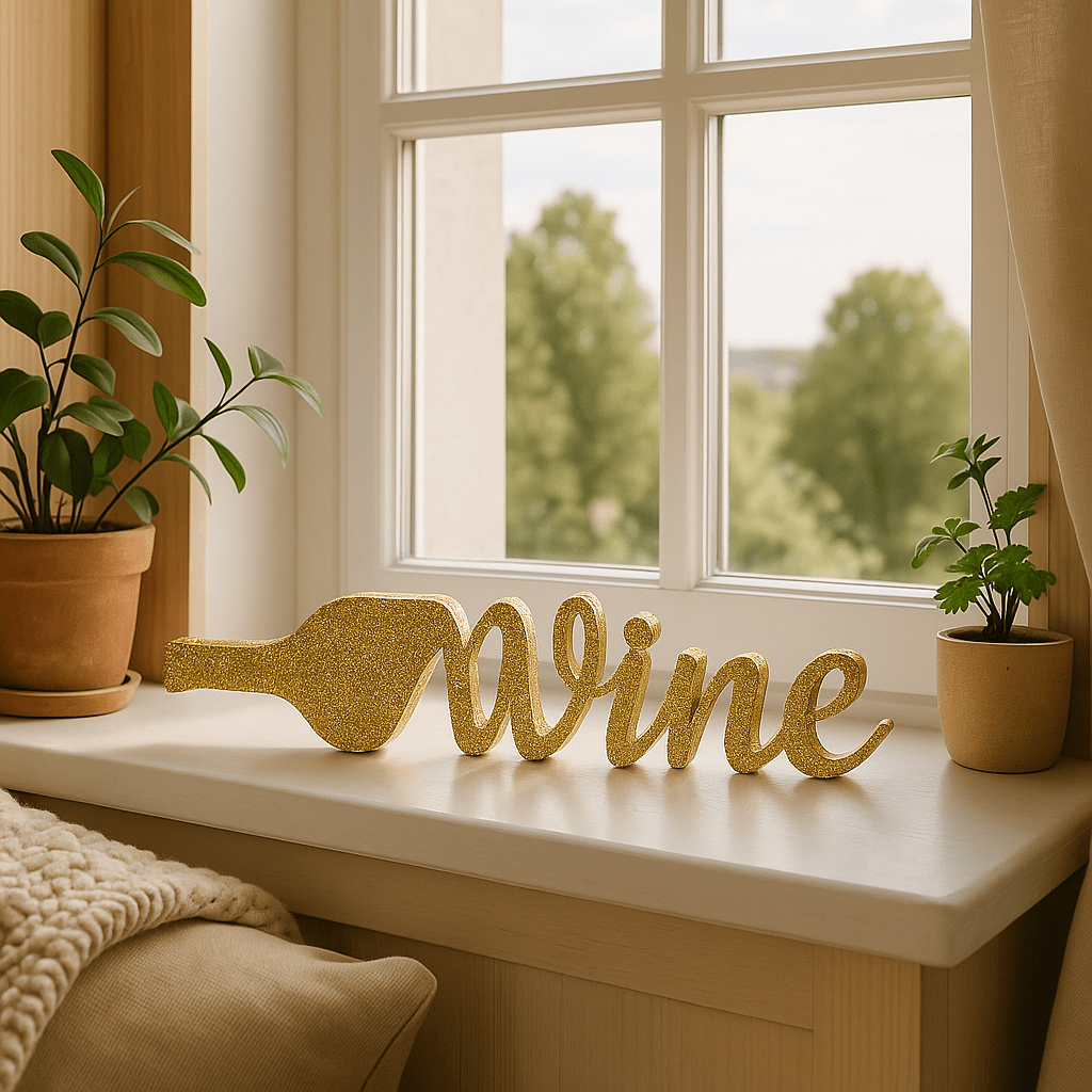 Wine – stijlvol wijnfles - woord decoratie - 3dbende