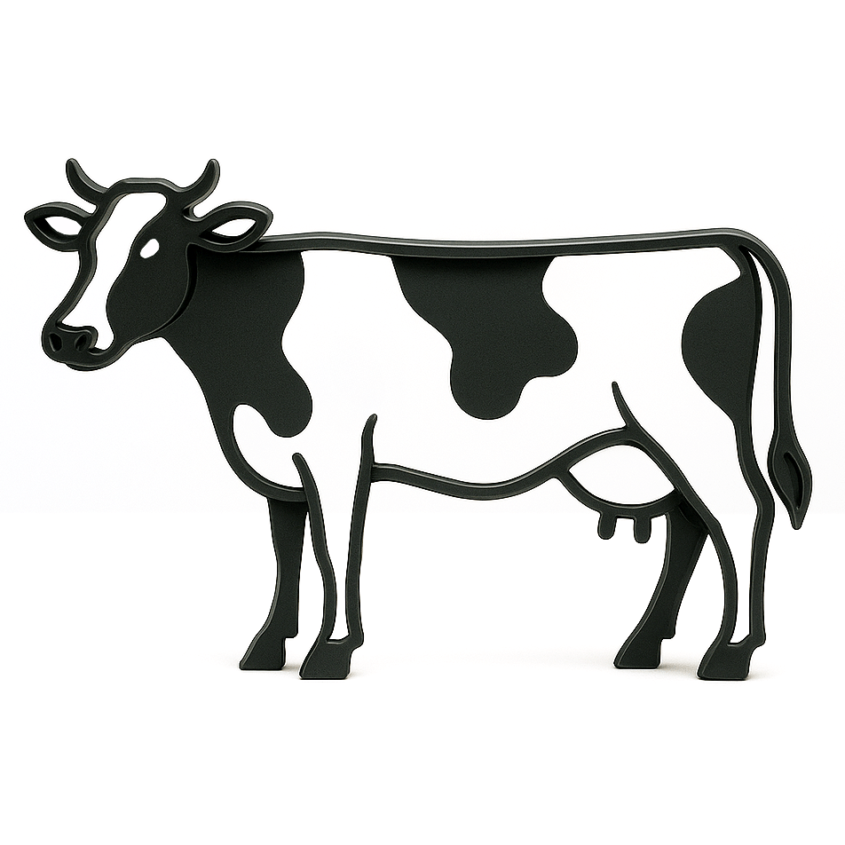 Zwart - witte koe decoratie - 3dbende