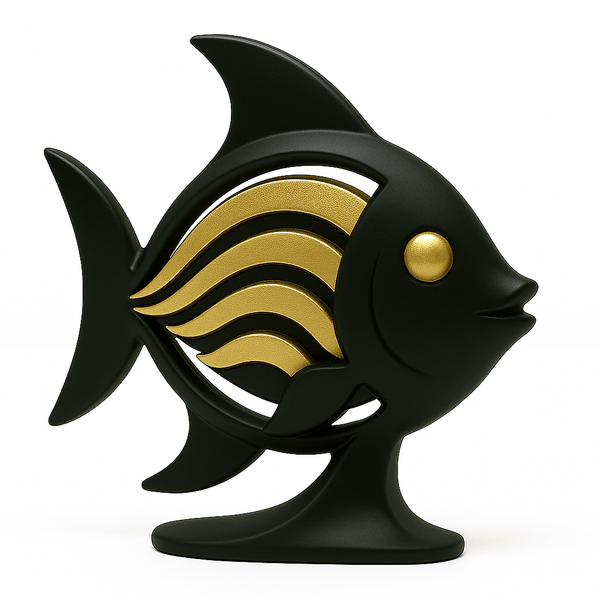 Zwarte Vis met Gouden Details – symbool van flow en elegantie - 3dbende